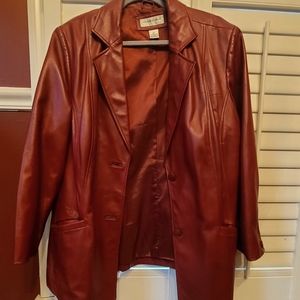 Women's leather jacket, Preston & York, vintage deep red, 2X